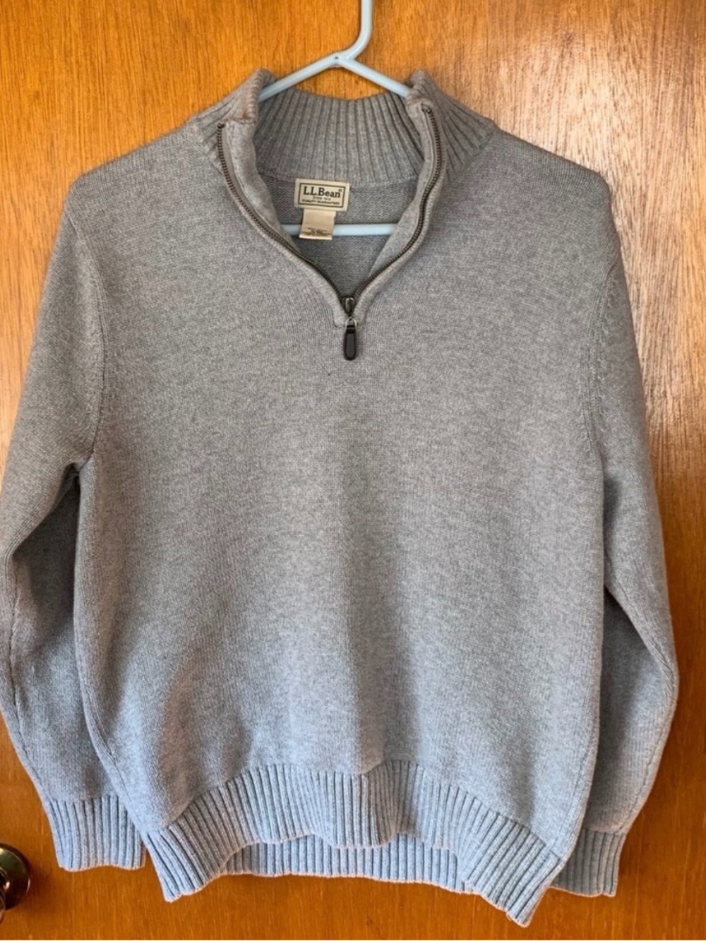L.L. Bean Men's Light Gray Zip-Neck Sweater